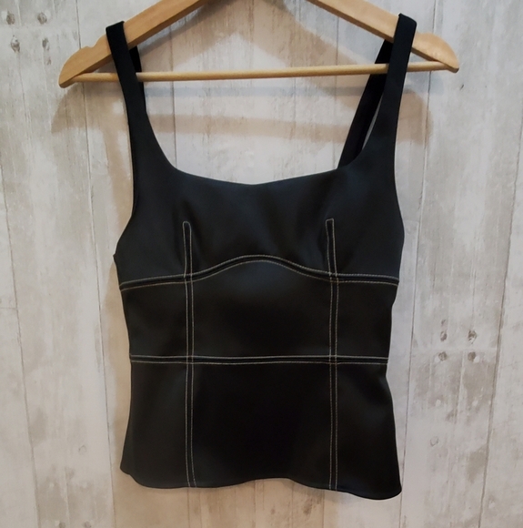ZARA LIMITED EDITION TOP STITCHED TOP SIZE XS Black BOLD Stitching - Picture 1 of 5